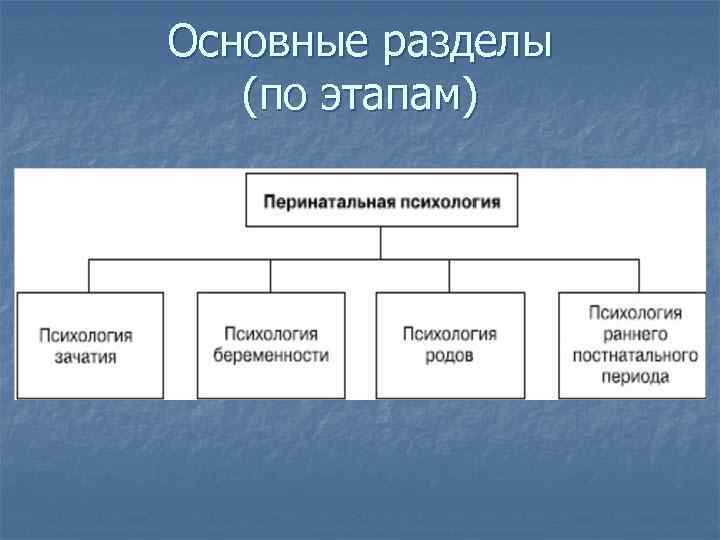 Основные разделы (по этапам) 