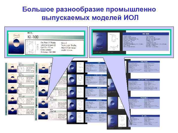 Большое разнообразие промышленно выпускаемых моделей ИОЛ 