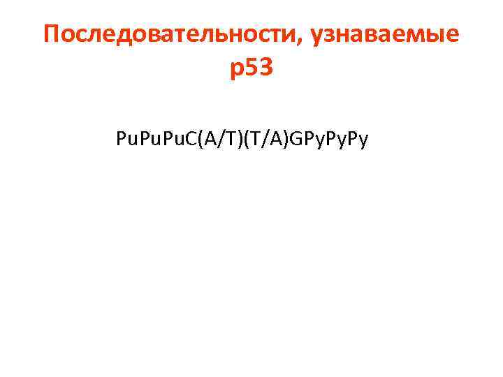 Последовательности, узнаваемые р53 Pu. Pu. C(A/T)(T/A)GPy. Py 