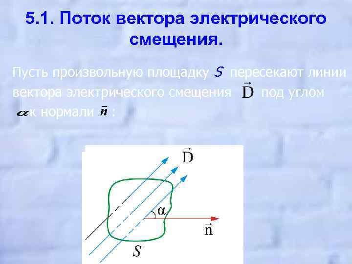 5. 1. Поток вектора электрического смещения. Пусть произвольную площадку S пересекают линии вектора электрического
