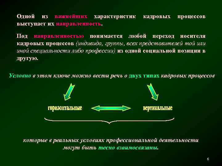 Одной из важнейших характеристик выступает их направленность. кадровых процессов Под направленностью понимается любой переход