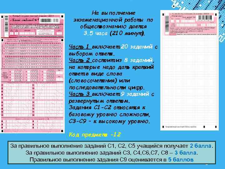 На выполнение экзаменационной работы по обществознанию дается 3. 5 часа (210 минут). Часть 1