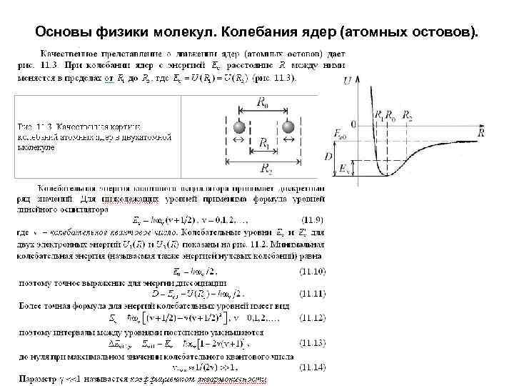 Основы физики молекул. Колебания ядер (атомных остовов). 