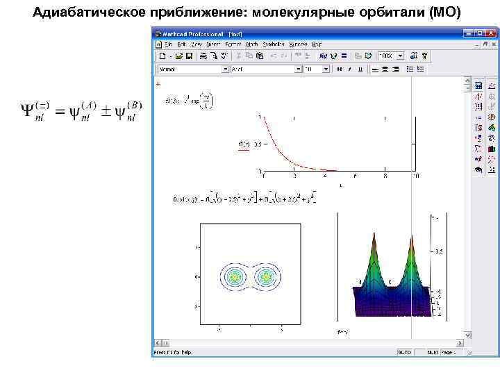 Адиабатическое приближение: молекулярные орбитали (МО) 
