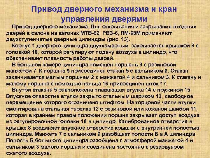 Привод дверного механизма и кран управления дверями Привод дверного механизма. Для открывания и закрывания
