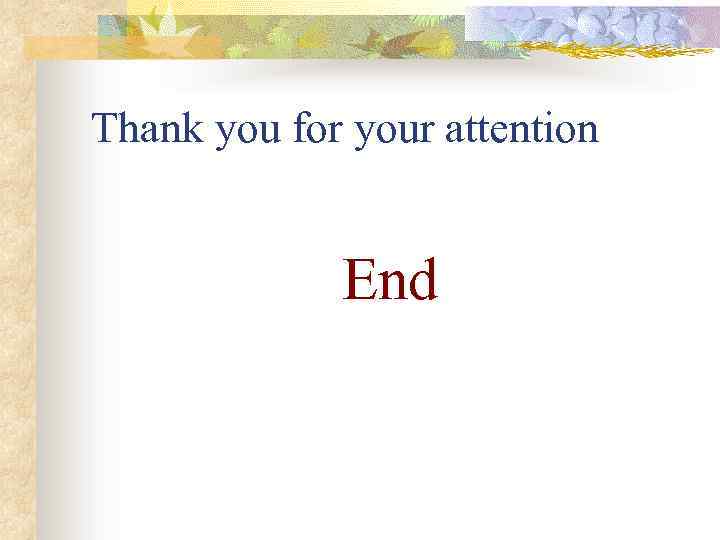 Thank you for your attention End 