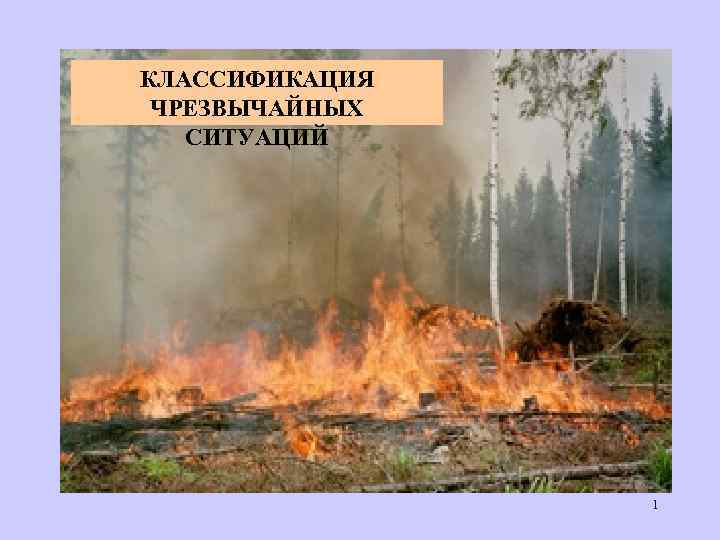 КЛАССИФИКАЦИЯ ЧРЕЗВЫЧАЙНЫХ СИТУАЦИЙ 1 