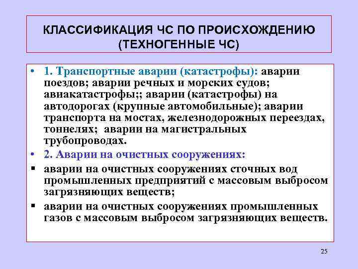 КЛАССИФИКАЦИЯ ЧС ПО ПРОИСХОЖДЕНИЮ (ТЕХНОГЕННЫЕ ЧС) • 1. Транспортные аварии (катастрофы): аварии поездов; аварии