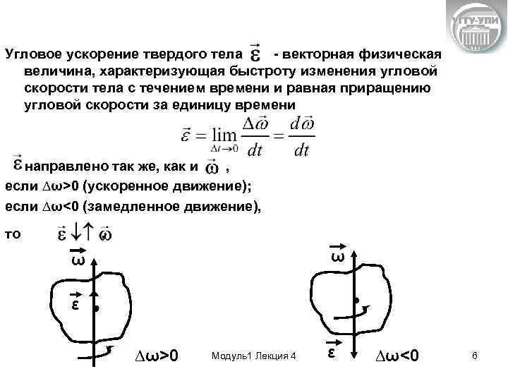 Угловое ускорение тела