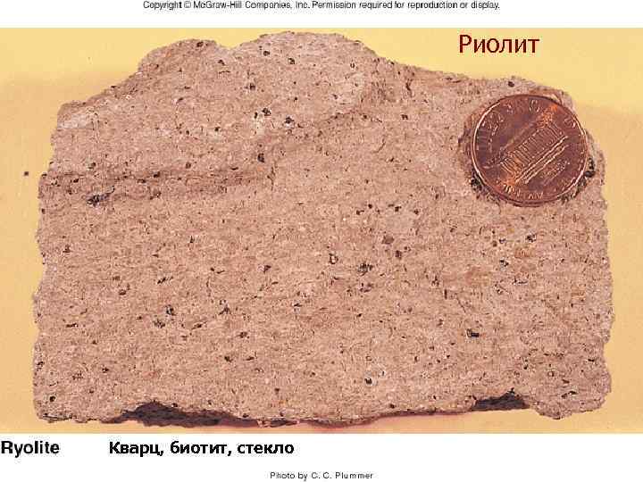 Риолит Кварц, биотит, стекло 