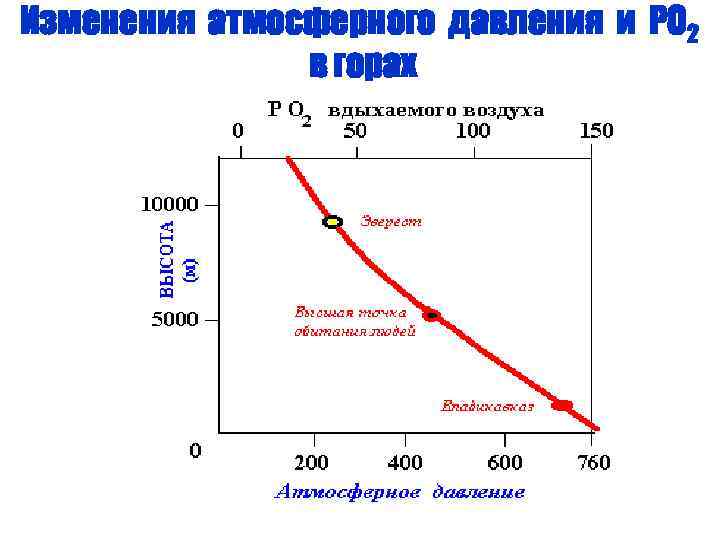 Изменения атмосферного давления и РО 2 в горах 