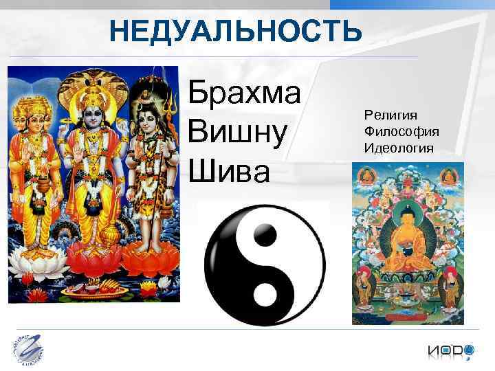 НЕДУАЛЬНОСТЬ Брахма Вишну Шива Бормотова И. М. Культурология Проблема типологизации культуры Религия Философия Идеология