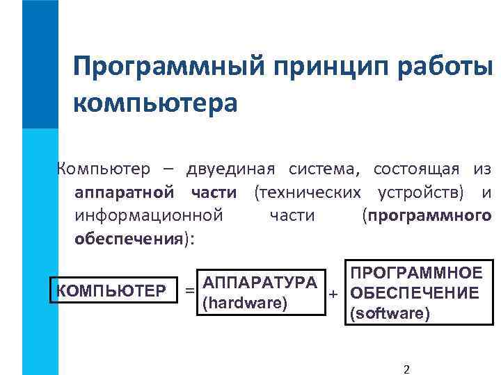 Программный принцип работы компьютера практическая работа