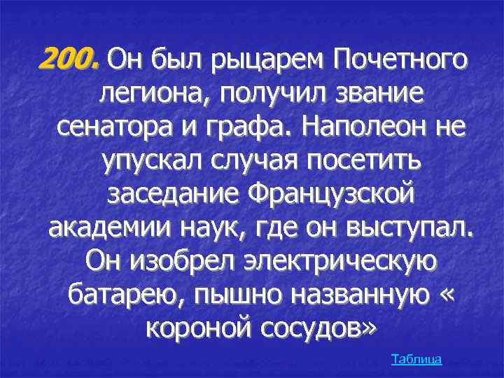 200. Он был рыцарем Почетного легиона, получил звание сенатора и графа. Наполеон не упускал
