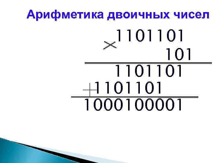 Арифметика двоичных чисел 1101101 100001 