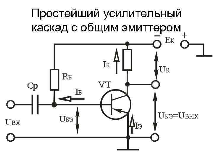Простейший усилительный каскад с общим эмиттером 