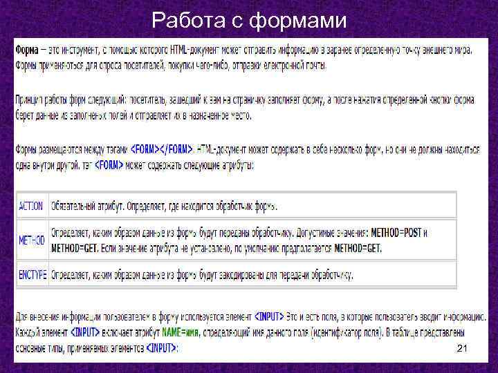 Работа с формами 21 