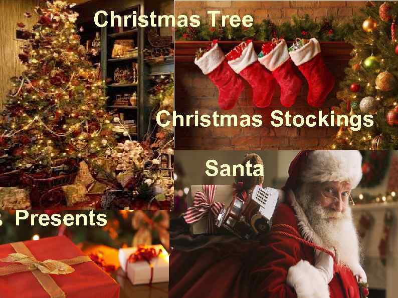 Christmas Tree Christmas Stockings Santa Presents 