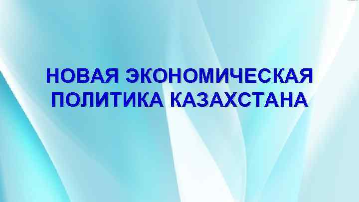 НОВАЯ ЭКОНОМИЧЕСКАЯ ПОЛИТИКА КАЗАХСТАНА 