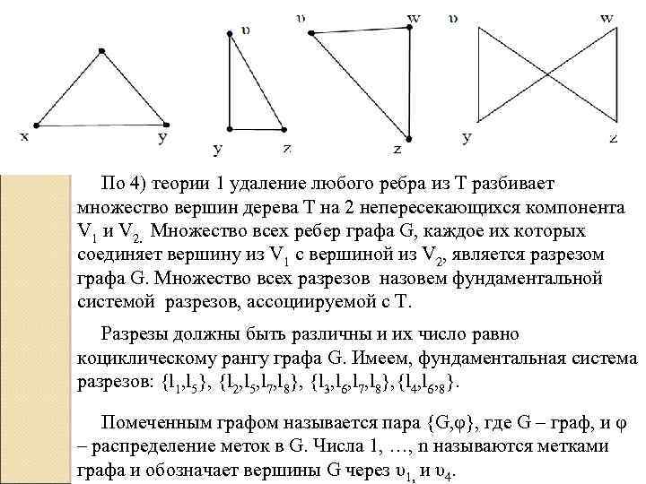 По 4) теории 1 удаление любого ребра из Т разбивает множество вершин дерева Т