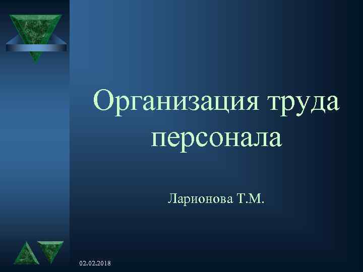 Организация труда персонала Ларионова Т. М. 02. 2018 