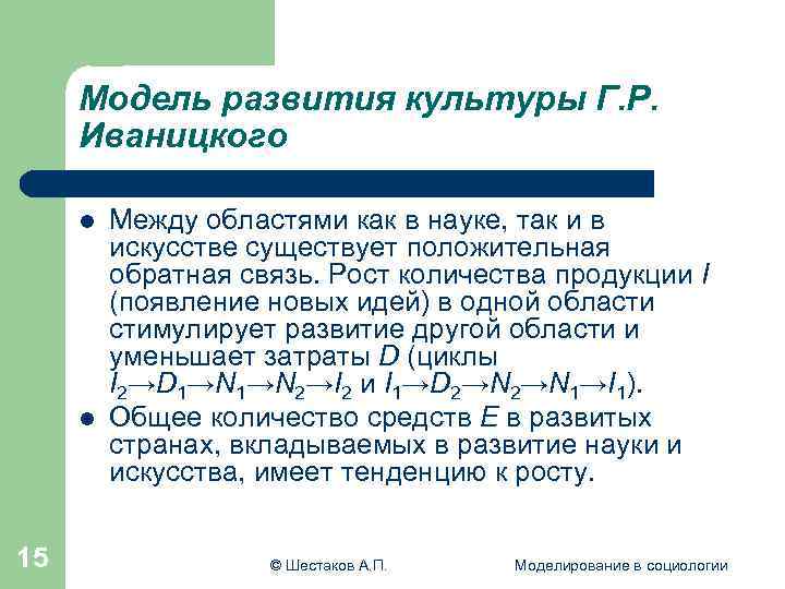  Модель развития культуры Г. Р. Иваницкого l Между областями как в науке, так