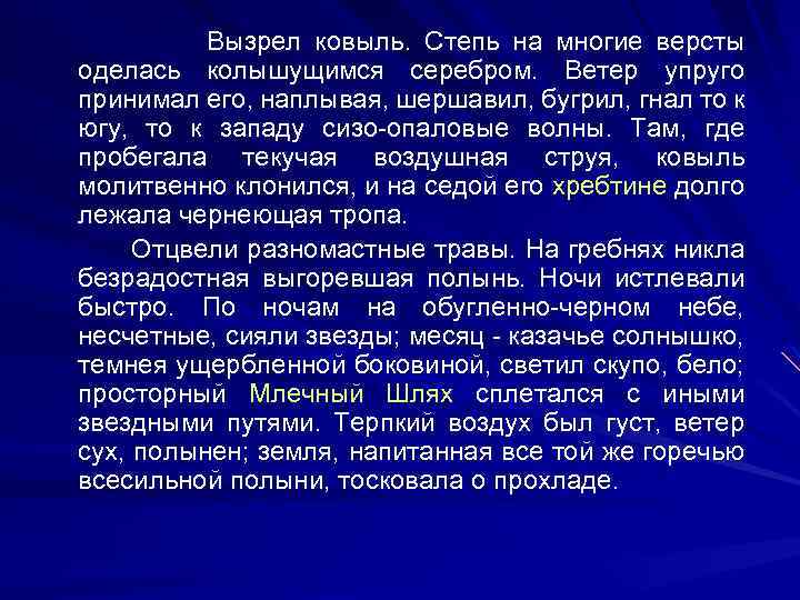  Вызрел ковыль. Степь на многие версты оделась колышущимся серебром. Ветер упруго принимал его,