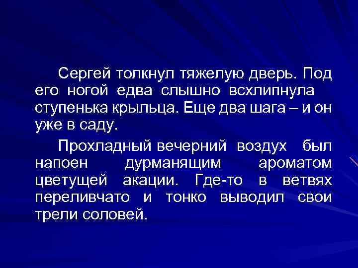  Сергей толкнул тяжелую дверь. Под его ногой едва слышно всхлипнула ступенька крыльца. Еще