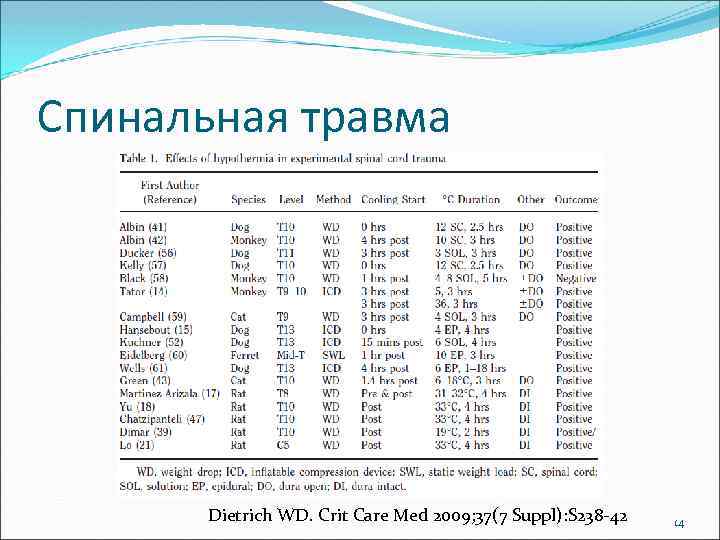 Спинальная травма Dietrich WD. Crit Сare Med 2009; 37(7 Suppl): S 238 -42 14