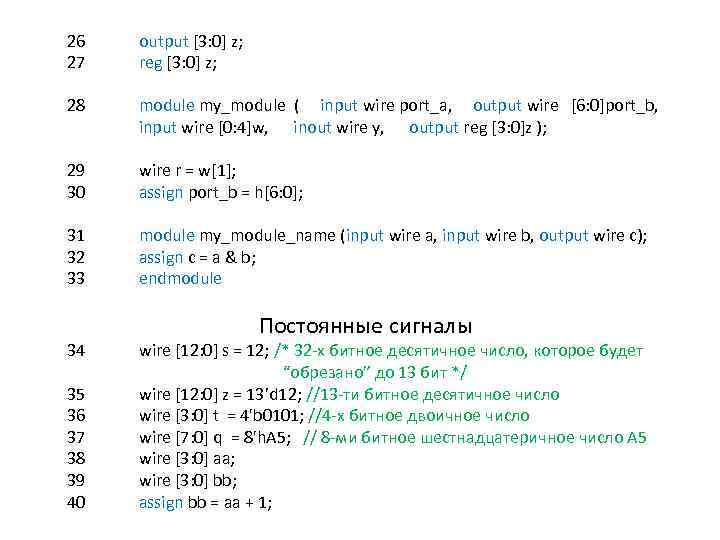 26 27 output [3: 0] z; reg [3: 0] z; 28 module my_module (