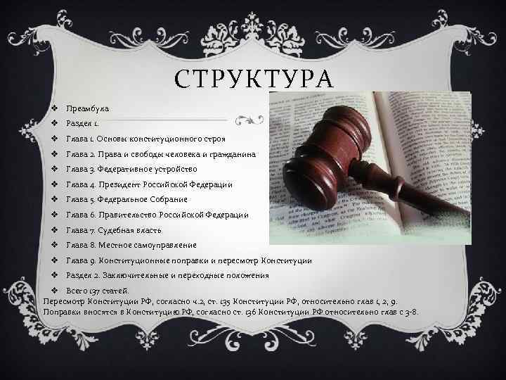 СТРУКТУРА v Преамбула v Раздел 1. v Глава 1. Основы конституционного строя v Глава