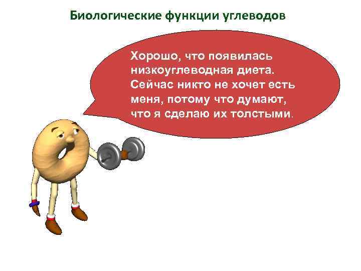 Биологические функции углеводов Хорошо, что появилась низкоуглеводная диета. Сейчас никто не хочет есть меня,