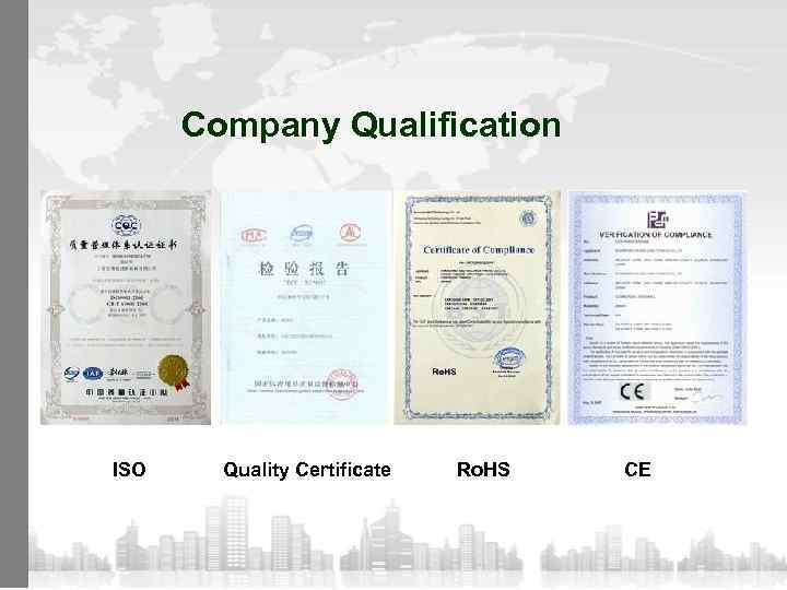 Company Qualification ISO Quality Certificate Ro. HS CE 