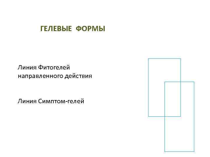 ГЕЛЕВЫЕ ФОРМЫ Линия Фитогелей направленного действия Линия Симптом-гелей 