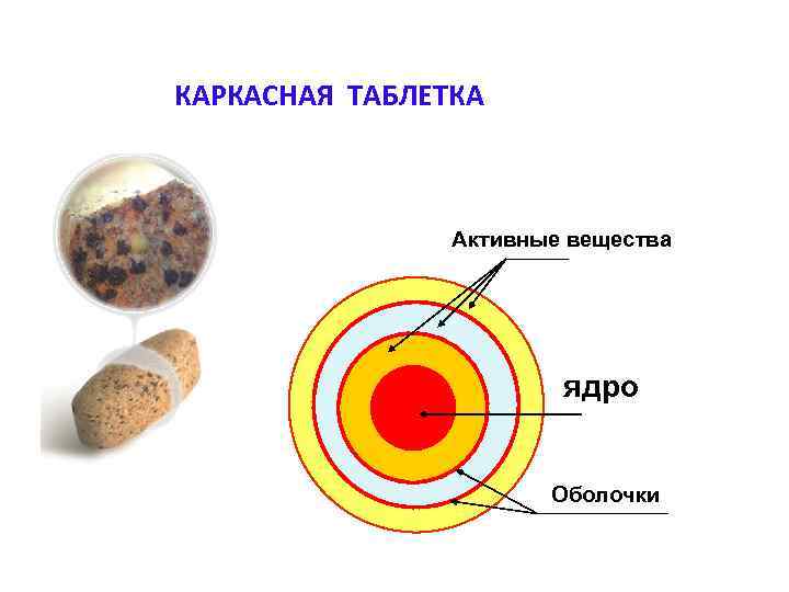 КАРКАСНАЯ ТАБЛЕТКА Активные вещества ядро Оболочки 