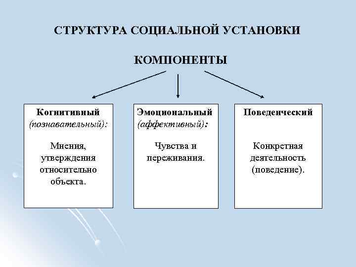 Схема анализа структуры социальной установки по м смиту