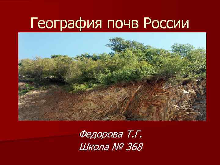 География почв России Федорова Т. Г. Школа № 368 
