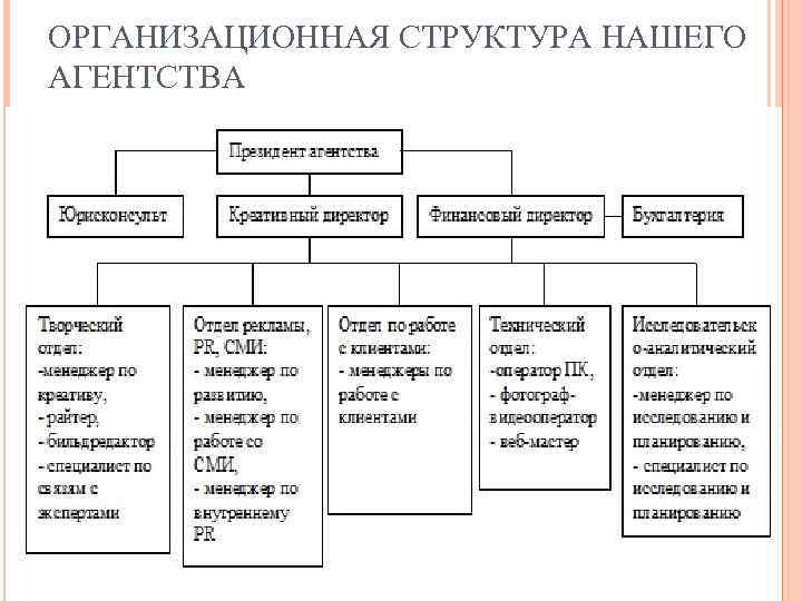 ОРГАНИЗАЦИОННАЯ СТРУКТУРА НАШЕГО АГЕНТСТВА 
