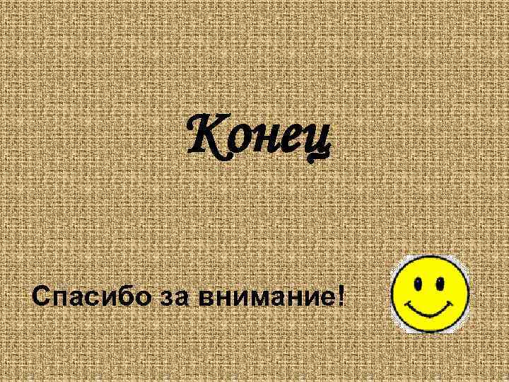 Конец Спасибо за внимание! 