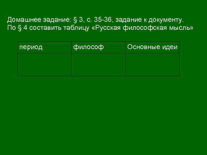 Домашнее задание: § 3, с. 35 -36, задание к документу. По § 4 составить