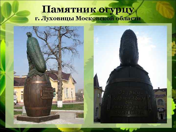 Памятник огурцу г. Луховицы Московской области 