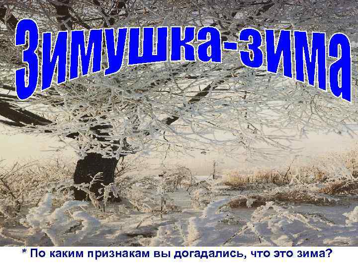 * По каким признакам вы догадались, что это зима? 