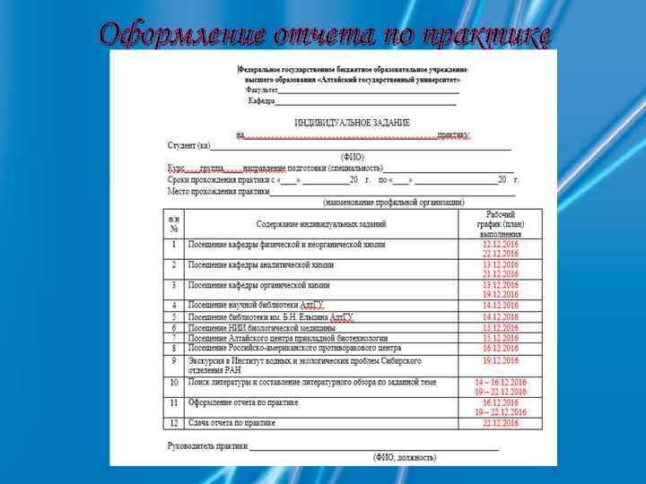 Оформление отчета по практике 