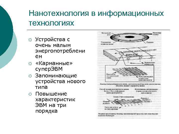 Нанотехнология в информационных технологиях ¡ ¡ Устройства с очень малым энергопотреблени ем «Карманные» супер.