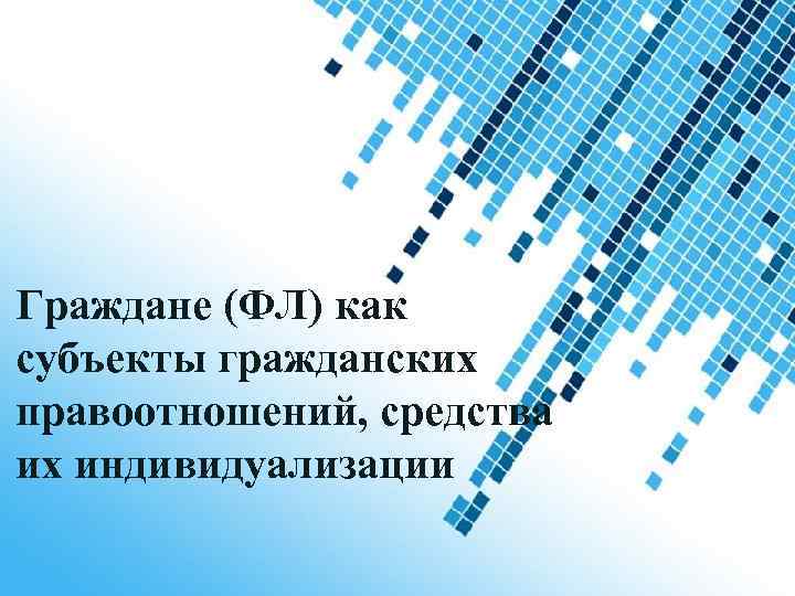 Граждане (ФЛ) как субъекты гражданских правоотношений, средства их индивидуализации Powerpoint Templates Page 1 