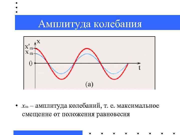Амплитуда колебания • xm – амплитуда колебаний, т. е. максимальное смещение от положения равновесия