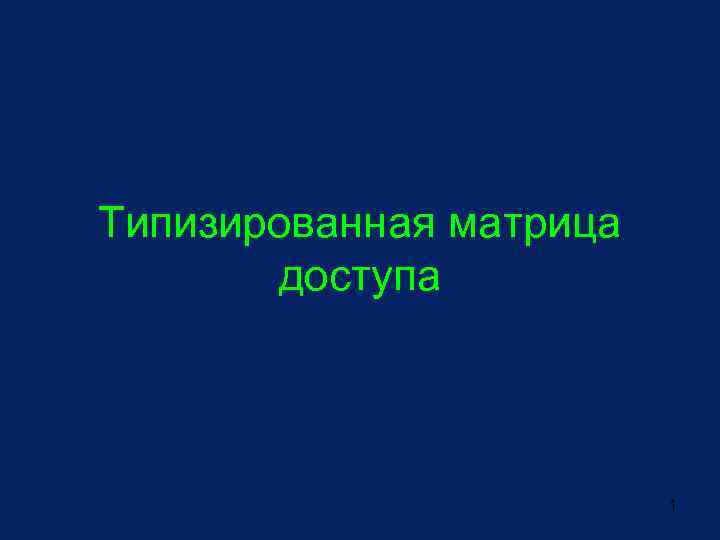 Типизированная матрица доступа 1 
