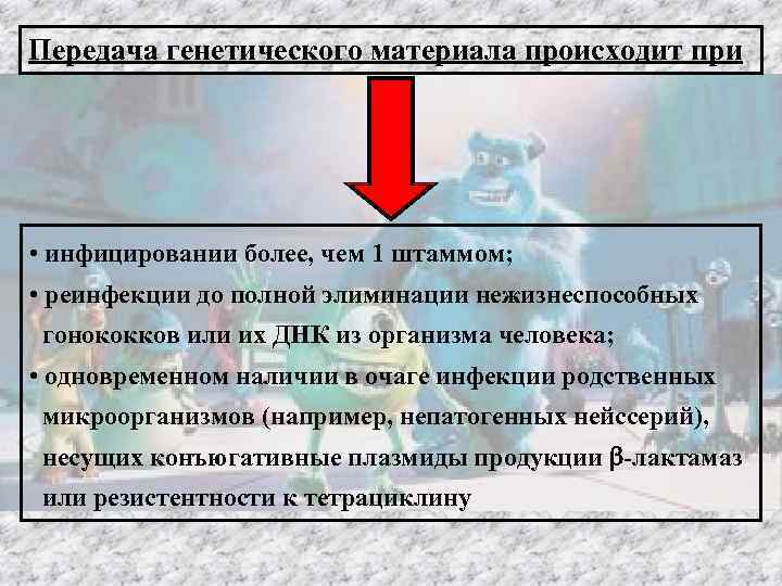 Передача генетического материала происходит при • инфицировании более, чем 1 штаммом; • реинфекции до