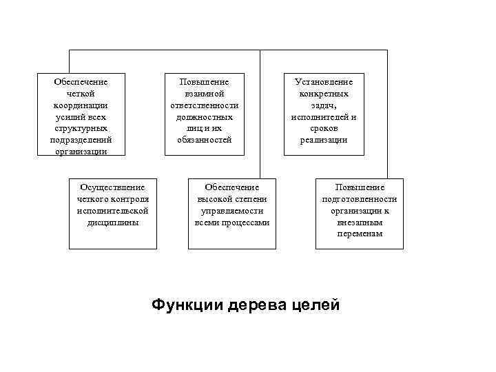 Обеспечение четкой координации усилий всех структурных подразделений организации Осуществление четкого контроля исполнительской дисциплины Повышение