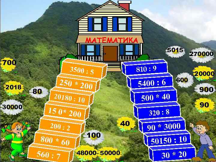 МАТЕМАТИКА 5015 700 70 2018 30000 810 : 9 3500 : 5 80 5400